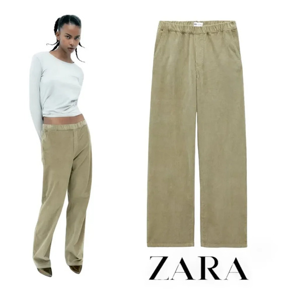 ZARA | Khaki | CORDUROY PANTS - Picture 1 of 11